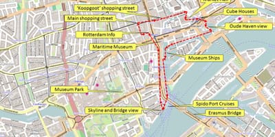 Карта Роттердама пешеходная экскурсия 